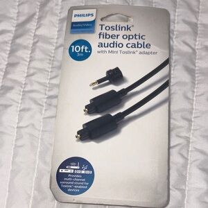 Philips Black Toslink Audio Cable with Adapter
